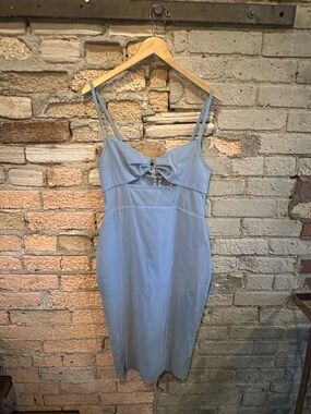 bec + bridge Powder Blue body con Spaghetti Strap Midi Dress